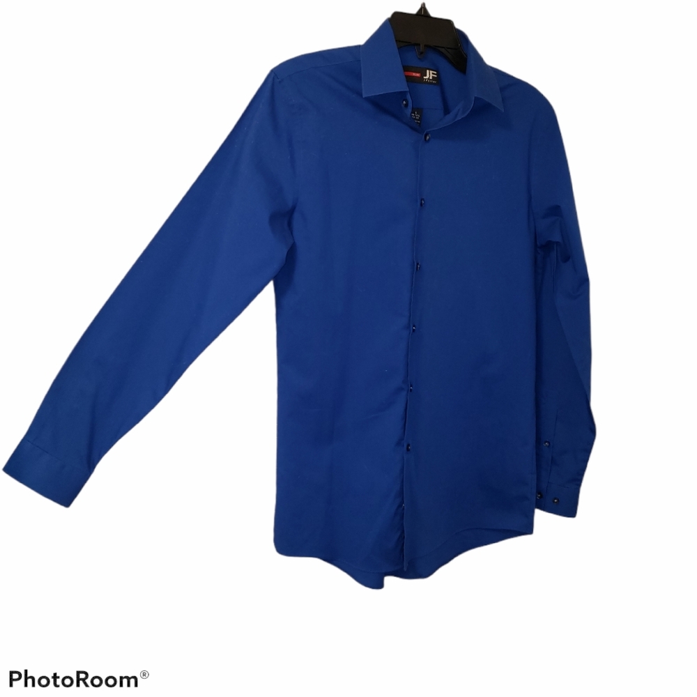 JF J. Ferrar mens royal blue button up dress shirt. Size 14/14.5 32/33. 393